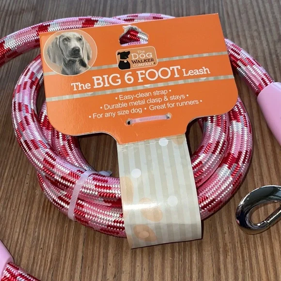 Dog Walker Company Big 6 Foot Leash Pink NWT - Picture 1 of 4